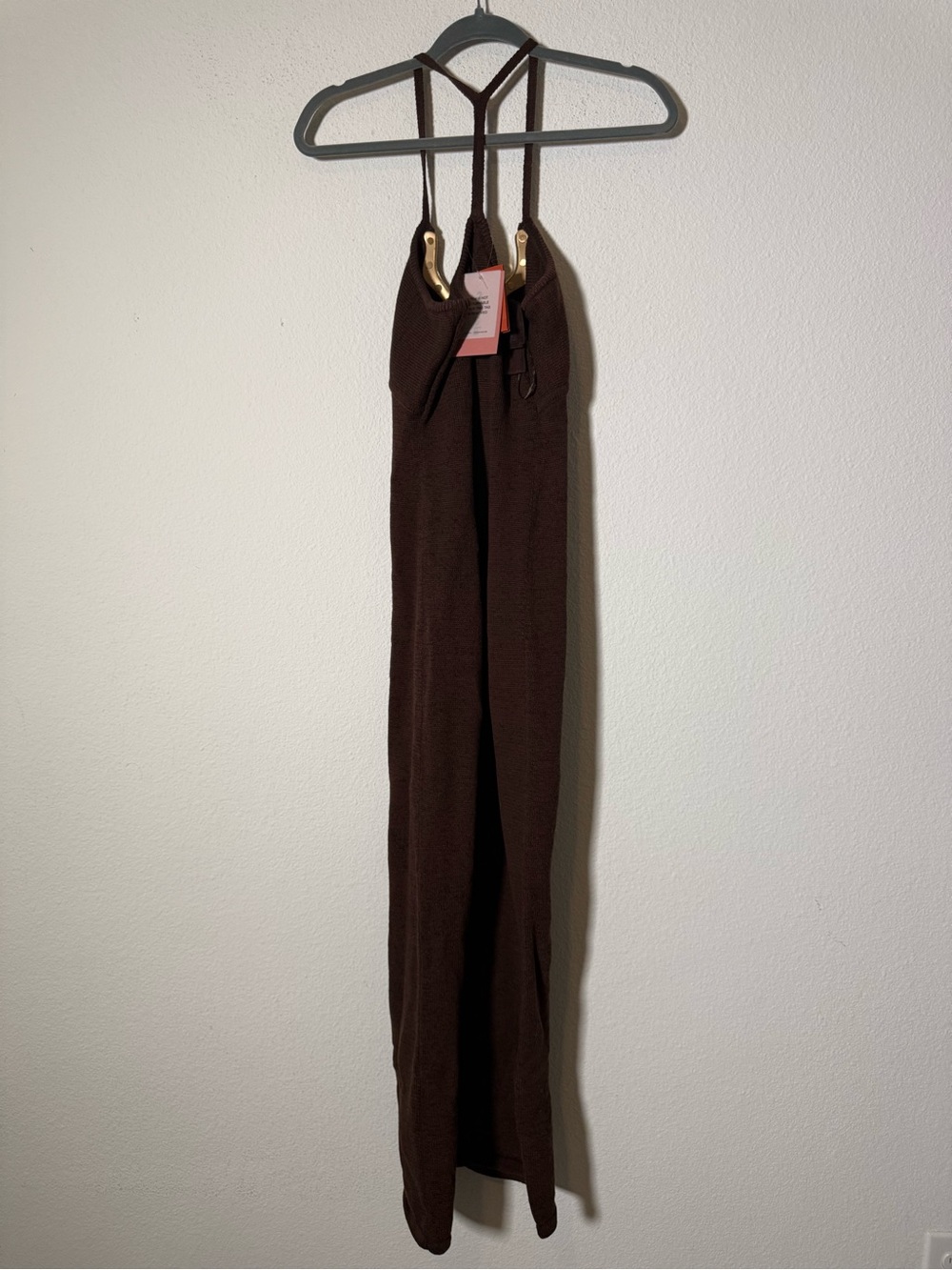 Cult Gaia Valma Java Brown Halter Knit Midi Dress Gold Hardware NWT Size S - Picture 3 of 7